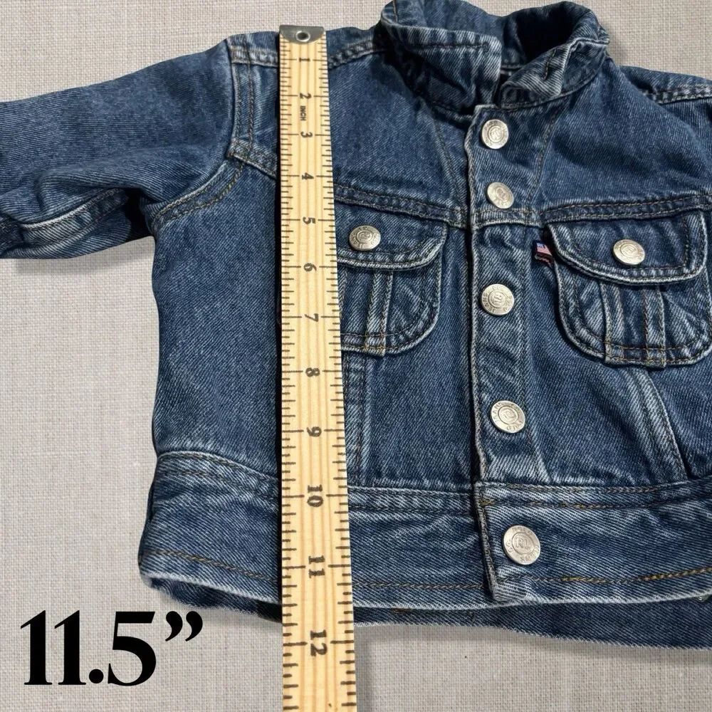 Vintage Y2K Polo Jeans Co Ralph Lauren RL Flag Denim Jacket Baby 3-12M